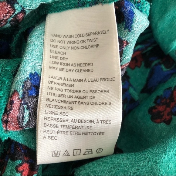 Free People Womens Hilary Printed Long Sleeve Green Floral Top Medium - Picture 12 of 13